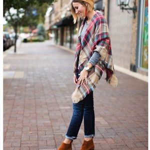 Plaid Tartan Tan Blanket Scarf